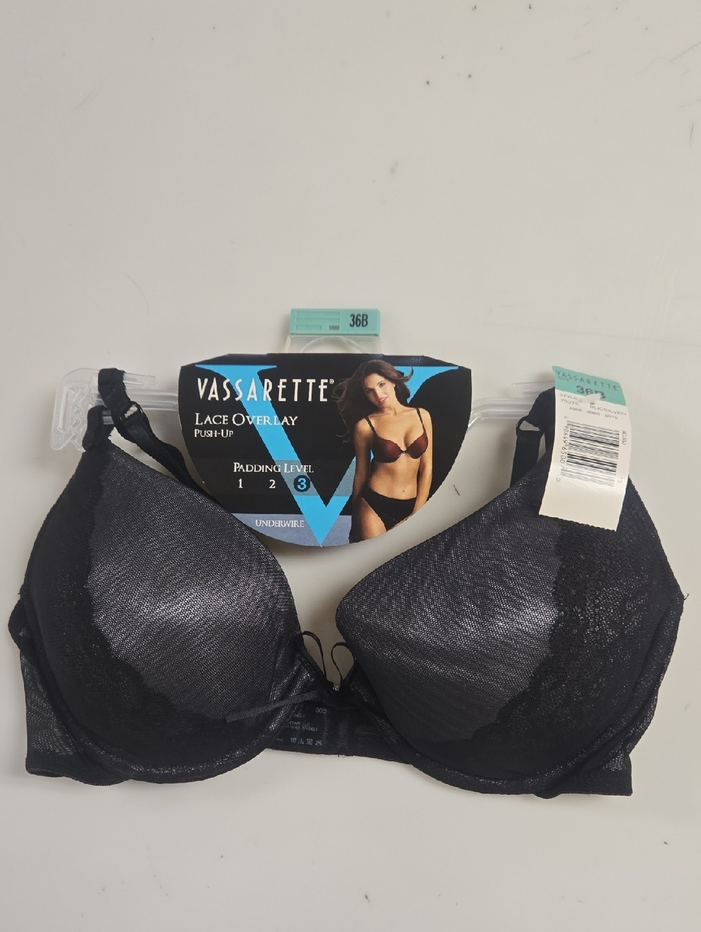 vassarette Black Lace Overlay Push-Up Bra